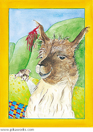 Greeting card about llama art,  llama birthday card, llama blank card, framed llama print, smiling llama
