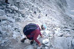 Heading down from the Snowmass Mountain ridge